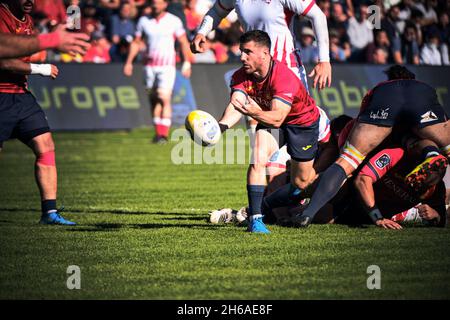 Légende : Madrid, Espagne.14 novembre 2021.Rugby Europe Championship 2021 - Espagne vs Russie.Le Championnat d'Europe de rugby 2021 fait partie du processus de qualification pour la coupe du monde de rugby 2023 en France.Estadio Central UCM, Madrid, Espagne.Crédit: EnriquePSans/Alay Live News Banque D'Images