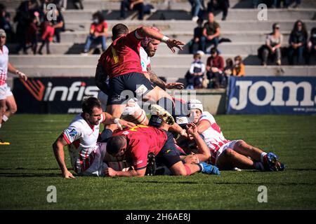 Légende : Madrid, Espagne.14 novembre 2021.Rugby Europe Championship 2021 - Espagne vs Russie.Le Championnat d'Europe de rugby 2021 fait partie du processus de qualification pour la coupe du monde de rugby 2023 en France.Estadio Central UCM, Madrid, Espagne.Crédit: EnriquePSans/Alay Live News Banque D'Images