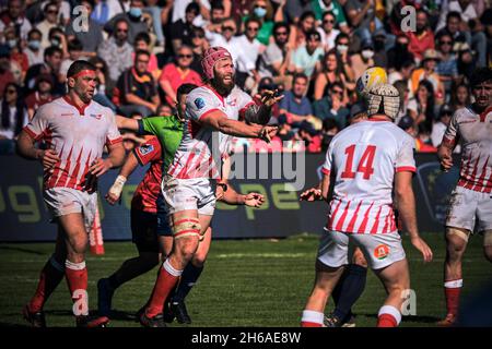 Légende : Madrid, Espagne.14 novembre 2021.Rugby Europe Championship 2021 - Espagne vs Russie.Le Championnat d'Europe de rugby 2021 fait partie du processus de qualification pour la coupe du monde de rugby 2023 en France.Estadio Central UCM, Madrid, Espagne.Crédit: EnriquePSans/Alay Live News Banque D'Images