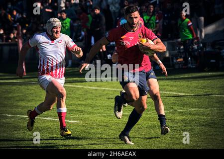 Légende : Madrid, Espagne.14 novembre 2021.Rugby Europe Championship 2021 - Espagne vs Russie.Le Championnat d'Europe de rugby 2021 fait partie du processus de qualification pour la coupe du monde de rugby 2023 en France.Estadio Central UCM, Madrid, Espagne.Crédit: EnriquePSans/Alay Live News Banque D'Images