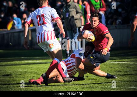 Légende : Madrid, Espagne.14 novembre 2021.Rugby Europe Championship 2021 - Espagne vs Russie.Le Championnat d'Europe de rugby 2021 fait partie du processus de qualification pour la coupe du monde de rugby 2023 en France.Estadio Central UCM, Madrid, Espagne.Crédit: EnriquePSans/Alay Live News Banque D'Images