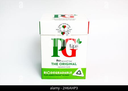 Sachets de thé biodégradables PG Tips Banque D'Images