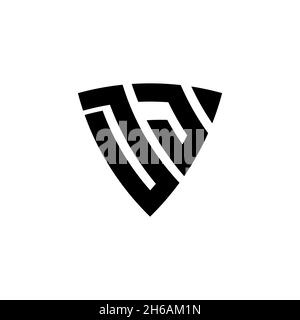 Logo DJ Monogram lettre avec un motif en forme de triangle Shield style isolé sur fond blanc.Logo triangle monogramme, logo bouclier monogramme, triangle s. Illustration de Vecteur