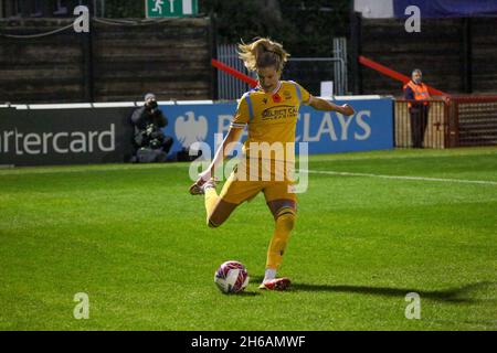 Londres, Royaume-Uni.14 novembre 2021.Londres, Angleterre, 14 novembre 2 Justine Vanhaevermaet (27 Reading) en action pendant le match de la Super League FA Womens entre West Ham Utd et Reading au stade Dagenham & Redbridge FC à Londres, Angleterre Credit: SPP Sport Press photo./Alamy Live News Banque D'Images