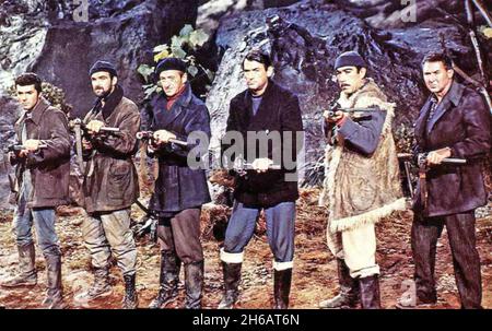 THE GUNS OF NAVARONE 1961 Columbia Pictures film avec de gauche: James Darren, Stanley Baker, David Niven, Gregory Peck, Anthony Quinn,Anthony Quayle, Banque D'Images