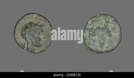 Pièce de monnaie représentant la déesse Athéna, vers le 3ème siècle BCE. Banque D'Images