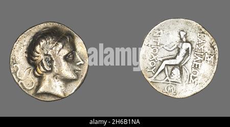 Tetradrachm (coin) représentant le roi Antiochus II Theos, 261-246 BCE, Reign of Antiochus II Theos (261-246 BCE). Banque D'Images