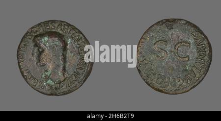 Comme (coin) représentant Germanicus, 39-41. Banque D'Images