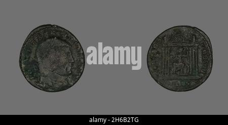 Follis (coin) représentant l'empereur Maxentius, 309-312. Banque D'Images