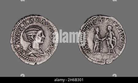 Denarius (coin) représentant Platilla, 202-205, publié par Septimius Severus. Banque D'Images