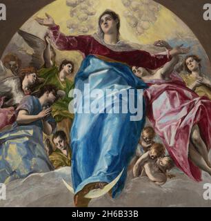 L'Assomption de la Vierge, 1577-79.Détails d'une illustration plus grande. Banque D'Images