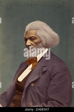 Frederick Douglass, env.1880. (Impression en noir et blanc colorisée). Banque D'Images