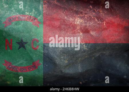 Vue de dessus du drapeau rétro des Afro-Américains de l'État de Caroline du Nord, États d'Amérique déliés avec texture grunge.Etats-Unis dix-septième Journée de la liberté. Pas de drapeau Banque D'Images