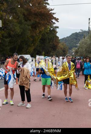 Athlètes , coureurs marathon d'Athènes Banque D'Images