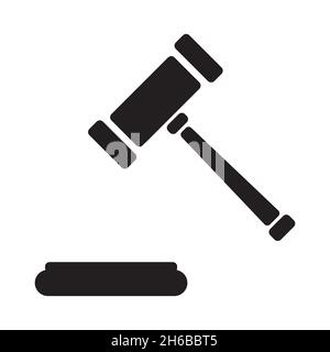 Icône de court de marteau ou d'enchère de style simple sur fond blanc. Illustration de Vecteur