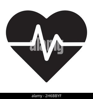 Icône de pouls cardiaque et de cardiogramme de style simple sur fond blanc isolé Illustration de Vecteur