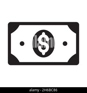 Billet de banque avec signe dollar.Icône simple isolée sur fond blanc. Illustration de Vecteur