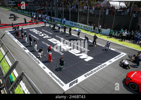 Sao Paulo, Brésil, 14/11/2021, nous Race comme une atmosphère de grille de départ pendant la Formule 1 Heineken Grande Premio de Sao Paulo 2021, Grand Prix de Sao Paulo, 19e tour du Championnat du monde de Formule 1 2021 de la FIA du 12 au 14 novembre 2021 sur le circuit Interlagos, à Sao Paulo,Brésil - photo: Florent Gooden/DPPI/LiveMedia Banque D'Images