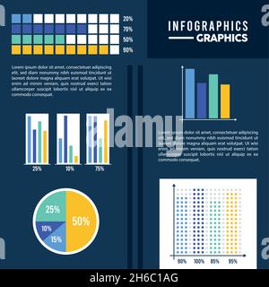 cinq icônes de modèle d'infographie Illustration de Vecteur