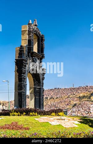 Monument au point de vue de Killi Killi à la Paz, Bolivie Banque D'Images