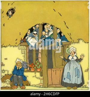 Illustration pittoresque de la vie traditionnelle en France, avec un grenier rempli d'enfants; publié vers 1927 Banque D'Images