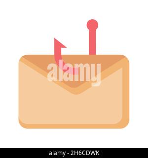 l'hameçonnage et les programmes malveillants d'escroquerie par e-mail appâtez une seule icône isolée avec une illustration vectorielle de style plat Banque D'Images