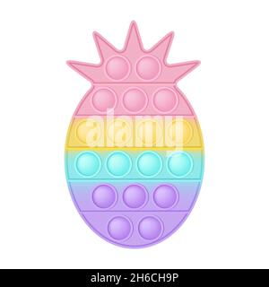 POPIT figure l'ananas comme un jouet en silicone tendance pour les ménés.Jouet antistress aux couleurs pastel arc-en-ciel.L'anxiété liée à la bulle se développe Illustration de Vecteur