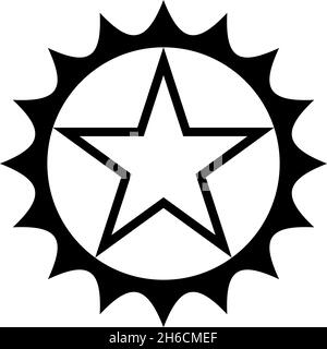 Étoile dans le cercle avec des bords nets icône noir couleur vecteur illustration style plat image simple Illustration de Vecteur