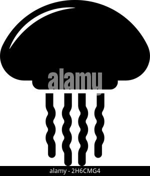 Medusa jellyfish icône noir couleur vecteur illustration plat style simple image Illustration de Vecteur