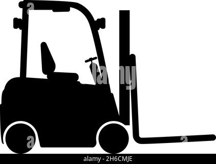 Chariot élévateur chariot élévateur entrepôt chariot élévateur silhouette icône noir couleur vecteur illustration de style plat image simple Illustration de Vecteur