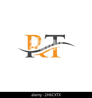 Logo Premium Letter RT avec concept vague d'eau.Logo lettre RT tendance Illustration de Vecteur