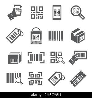 Icônes de code QR définies sur fond blanc Illustration de Vecteur