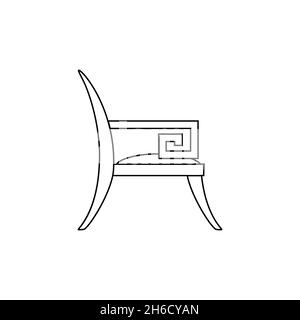 Fauteuil en bois confortable icône.Contour rétro fauteuil isolé sur fond blanc.Support de panneau de ligne, travail à la maison, confort, intérieur.Une jolie Grèce vi Illustration de Vecteur