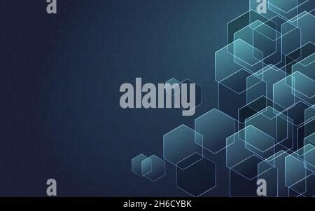 Arrière-plan abstrait bleu composé d'un ensemble de cellules hexagonales.Graphiques vectoriels Illustration de Vecteur