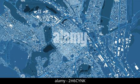 Affiche détaillée en bleu sur la carte vectorielle de la zone administrative de Chisinau.Panorama sur la ligne d'horizon.Carte graphique touristique décorative du territoire de Chisinau.Royalties Illustration de Vecteur