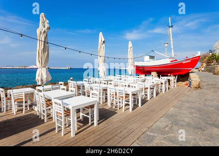 Restaurant beauté sur l'île de Mykonos. Mykonos est une île, une partie des Cyclades en Grèce. Banque D'Images