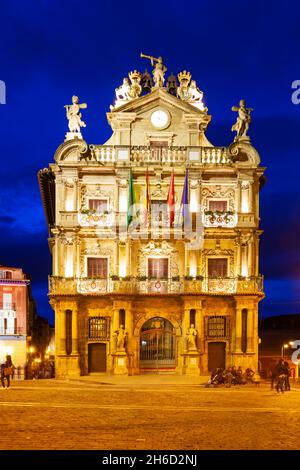 Mairie ou hôtel de ville dans la ville de Pampelune, région de Navarre en Espagne Banque D'Images