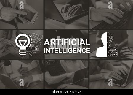Concept d'intelligence artificielle illustré par des images en arrière-plan Banque D'Images