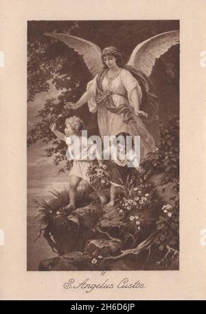 Carte Sainte antique des années 1930 S Angelus custos .Additional-Rights-Clearences-not available Banque D'Images