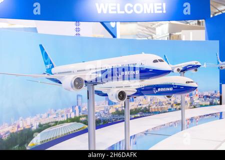 Boeing 787, 777 X, 737 max modèle dreamliner au stand de la société. Russie. Moscou. 22 juillet 2021 Banque D'Images