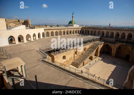 La Citadelle d'Akko, la forteresse de Crusader utilisée pendant le mandat britannique comme prison et site d'exécution - aujourd'hui un musée des mouvements souterrains israéliens Banque D'Images