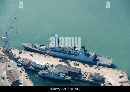 Destroyer de la Marine royale HMS Diamond (D34), base navale de HM, ville de Portsmouth, 2018. Banque D'Images