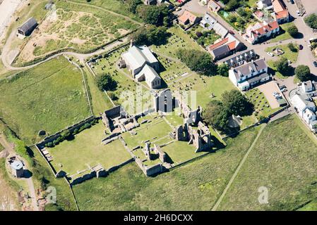 Prieuré de Lindisfarne, monastère pré-conquête et cellule bénédictine post-conquête, Northumberland, 2018. Banque D'Images