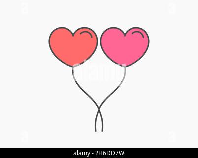 Deux ballons de cœur.Concept d'amour.Illustration vectorielle. Illustration de Vecteur