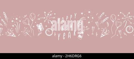 Fun hand drawn doodle, Fireworks, grand modèle transparent pour le textile, l'emballage, des bannières, des fonds d'écran - vector design Illustration de Vecteur