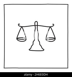 Icône ou logo Doodle Scale, dessiné à la main avec une fine ligne noire Illustration de Vecteur