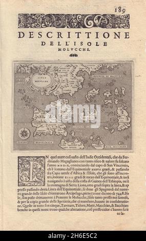 Descrittione dell'Isole Molucche.PORCACCHI.East Indies & Indochina 1590 carte Banque D'Images