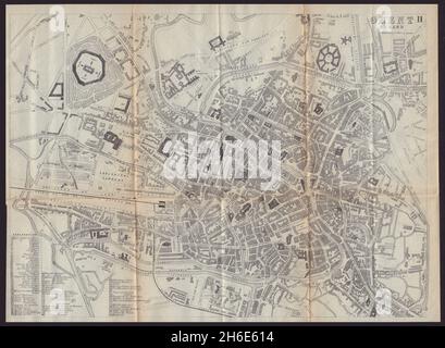 GAND GENT GAND plan de la ville antique plan de la ville.Belgique.BRADSHAW 1893 ans Banque D'Images