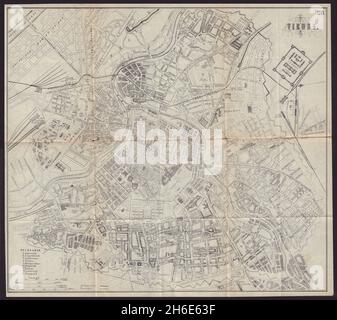 VIENNE WIEN plan de la ville antique plan de la ville.Autriche.BRADSHAW 1893 ans Banque D'Images