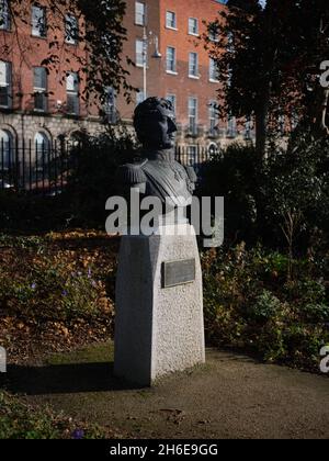 Buste de Bernado O'Higgins à Merrion Square, Dublin, Irlande. Banque D'Images